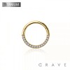 IMPLANT GRADE TITANIUM FRONT GEM PAVED HINGED SEGMENT RING FOR SEPTUM, HELIX, TRAGUS, CAPTIVE
